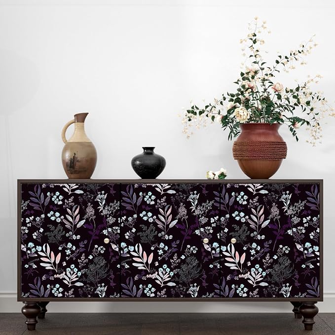 Laatse Vintage Purple Wallpaper Peel and Stick Dark Pink Floral Wallpaper - Image 3