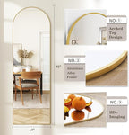 Arched Full Length Door Mirror 14x48, Metal Frame - Image 5