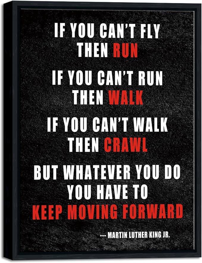 Pyradecor Black Framed Canvas Wall Art Keep Moving Forward Motivational by Pyradecor