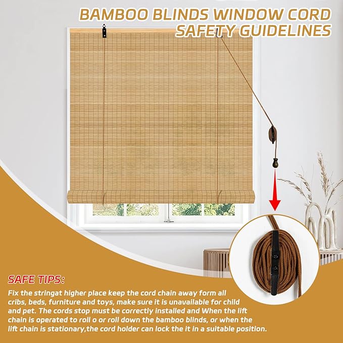 Bamboo Window Blinds, Roll Up Bamboo Blinds - Image 5