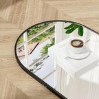 48"x16" Hanging Mirror with Leather Strap, Arched Full Length Mirror with - Image 3