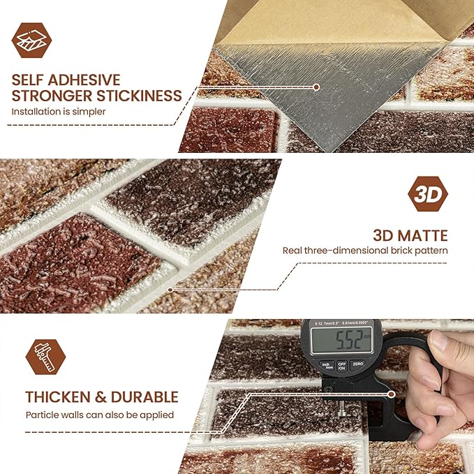 20 PCS 3D Wall Panels Brick Peel and Stick 26.7"x13.4" - Image 5
