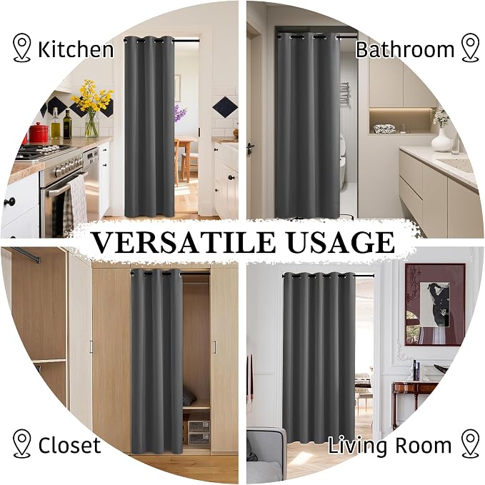 RYB HOME Grey Total Blackout Curtains - Image 6