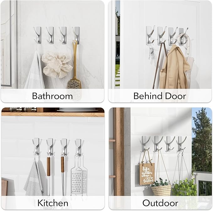 pickpiff Silver Self Adhesive Coat Hooks - Image 6