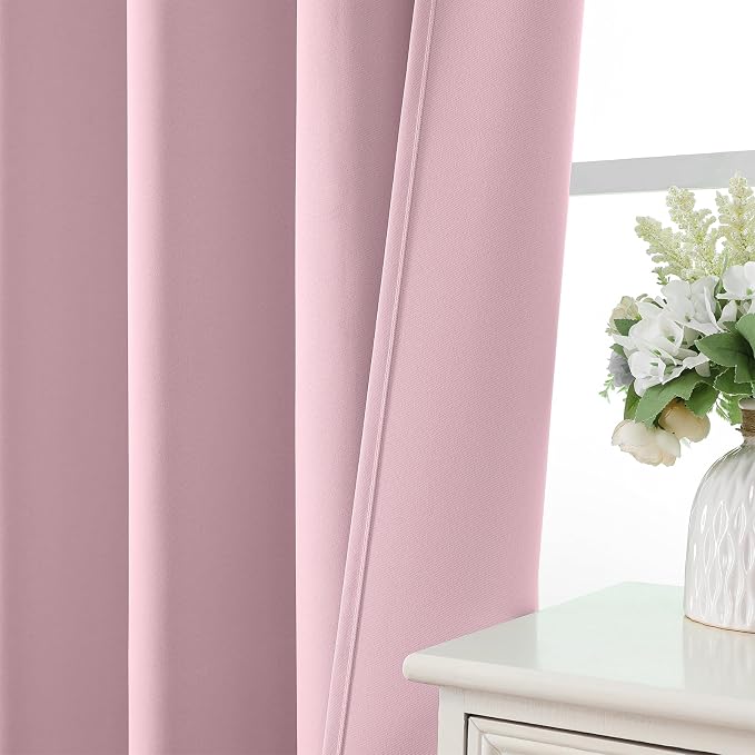 CUCRAF Light Pink Blackout Curtains 63 inch Length 2 Panels Set, Rod Pocket - Image 6