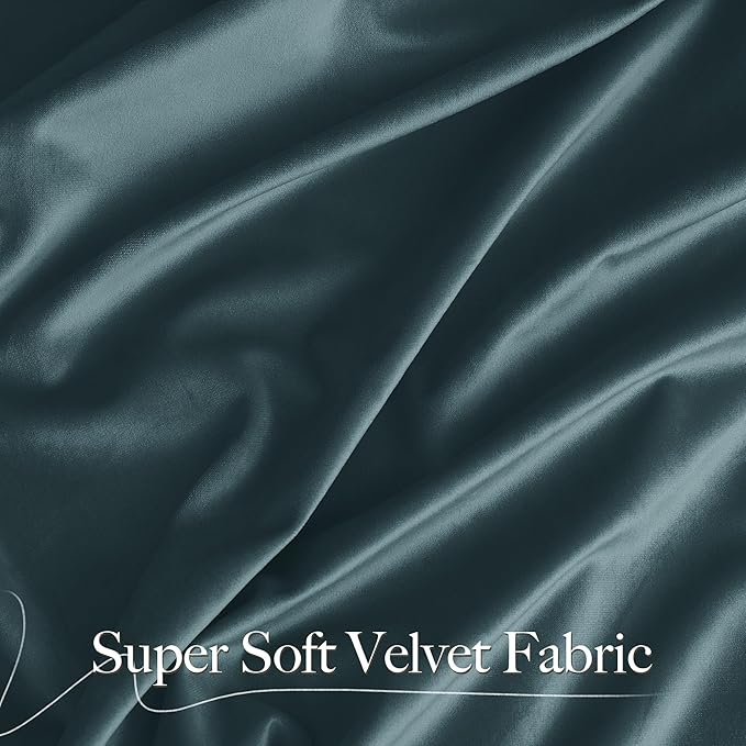 NICETOWN Greyish Blue Velvet Curtains and Drapes, Thermal Insulated Soft Window - Image 2