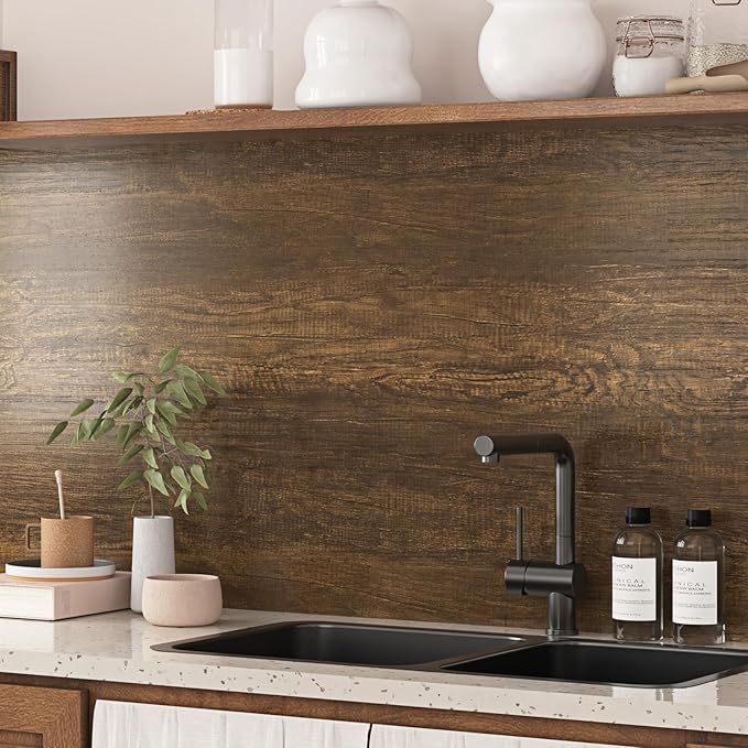 WESTICK 24"x394" Large Brown Wood Contact Paper Kitchen Countertop Peel and - Image 5