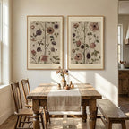 Large Framed Vintage Botanical Wall Art Set of 2, Neutral Antique Floral Canvas - Image 4