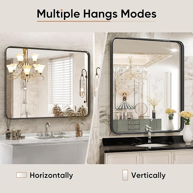 Sweetcrispy 30x40 Inch Black Bathroom Mirrors - Image 5