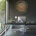 24 Inch Mid-Century Modern Wall Clock, Round Frame Metal Design - Image 3