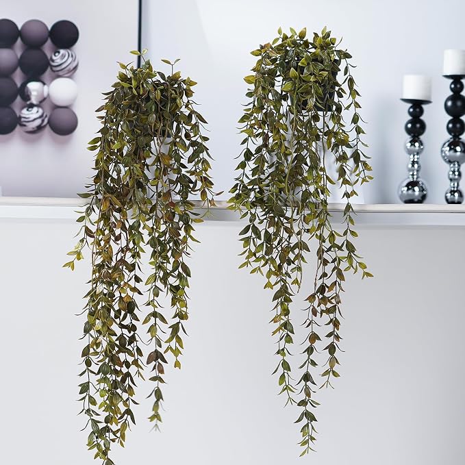 Artificial Hanging Plant 2 Pcs Faux Plant Ivy Vine Faux Eucalyptus Vines Fake - Image 8