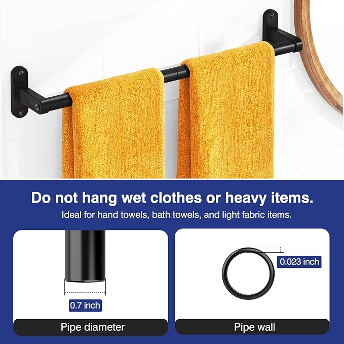 Powools Matte Black Towel Rack for Bathroom - Image 6