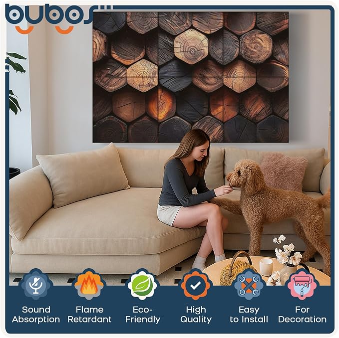 BUBOS 6 Pack Art Acoustic Panels, 70.8" x 47.2" Sound Absorbing Wall Decor - Image 3