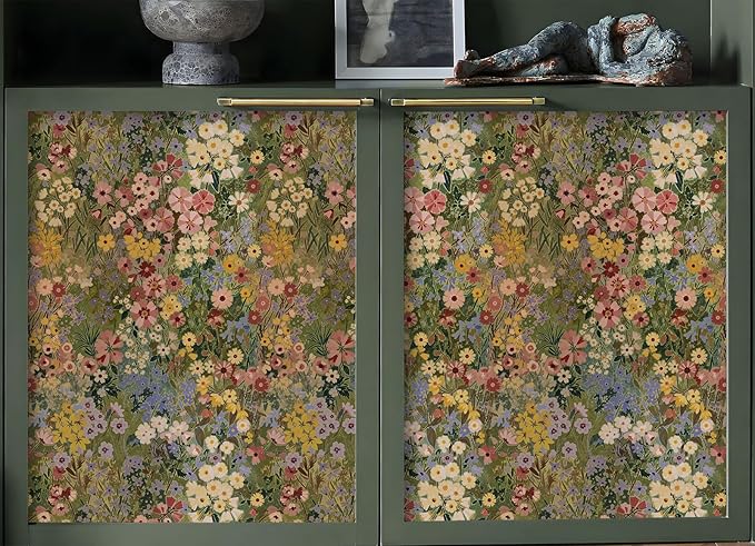 Floral Wallpaper Peel and Stick Boho Wall Paper Removable Waterproof Green - Image 6