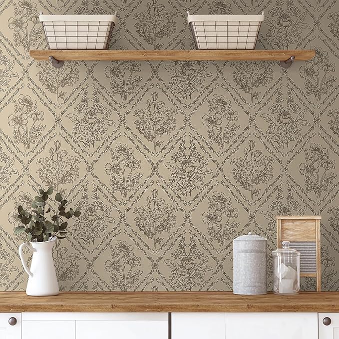 Toduso Peel and Stick Wallpaper Vintage Wall Paper Boho Contact Paper Brown by Toduso