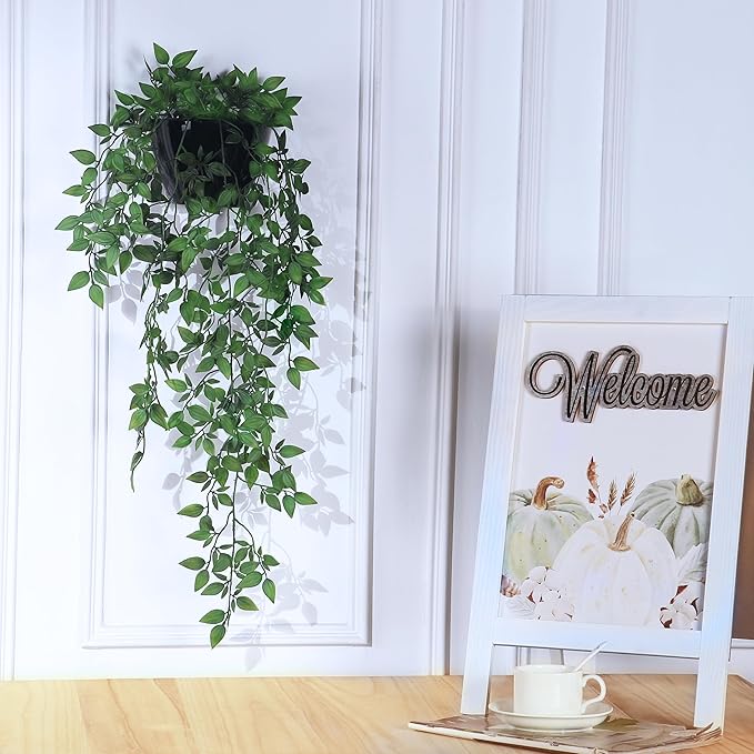 Artificial Hanging Plants, 2 Pack Fake Wall Plants, Faux Mandala Vines Potted - Image 5