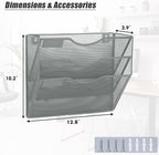 EASEPRES 3 Pocket Mesh Hanging Wall File Organizer, Wall Mounted Mail Paper - Image 2
