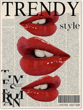 jkahh Trendy Y2k Newspaper Wall Art Vintage Red Lips Kiss Prints Poster Fashion by Unknown