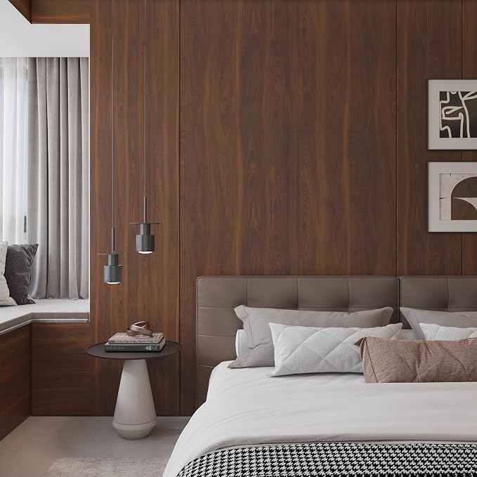 BOMENG Walnut Wood Contact Paper 16x79 inch Dark Brown Wood Wallpaper Peel and - Image 5