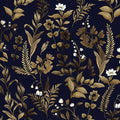 Extra Long Dark Navy Vintage Floral Wallpaper 17.5In x 393In Boho Peelable by VOLEAARWALLPAPER