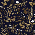 Extra Long Dark Navy Vintage Floral Wallpaper 17.5In x 393In Boho Peelable by VOLEAARWALLPAPER