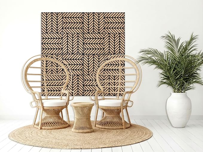 Mollywell Acoustic Panels, PVC Wood-Grain Decor, 12x12 Inch Carved Pattern - Image 8