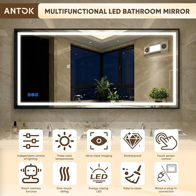 Antok 72X36 LED Bathroom Mirror - Image 9