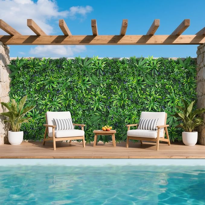Yangrass 16pcs 20''x20'' Grass Wall Panels, Artificial Hedge Panels Greenery - Image 2