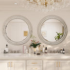 Kelly Miller 36" Large Round Jeweled Wall Mirror, Luxury Diamond Beveled - Image 4