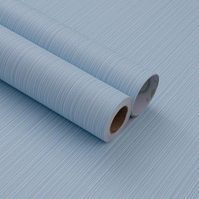 Light Blue Faux Grasscloth Wallpaper Peel and Stick Linen Textured 24"x394" - Image 2