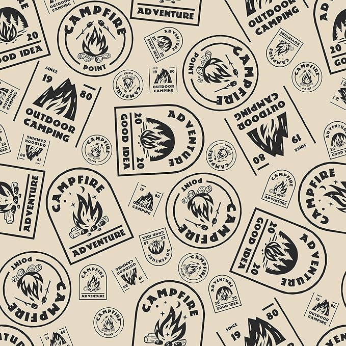 FLFK Vintage Beige Peel and Stick Wallpaper 16" x 256" Antique Campfire by FLFK