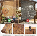 Bamboo Blinds Outdoor Patio, Natural Retro Reed Roll Up Shades - Image 9