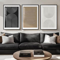 Large Framed Boho Neutral Abstract Wall Art, 3 Piece Modern Art Prints by Cuspin