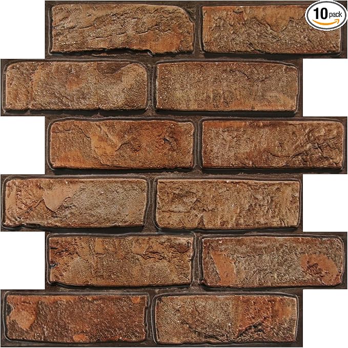 COMSTICKC 3D Brown Faux Brick Wall Panels Peel and Stick Wall Stickers by COMSTICKCDECOR