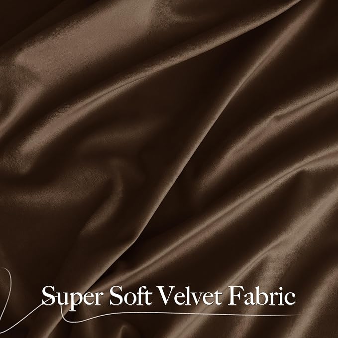 NICETOWN Brown Velvet Room Darkening Curtains, Home Decor Light Blocking - Image 9