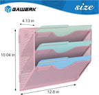 Gawerk 3 Tier Hanging Wall File Organizer, Mesh Mail Paper Orgnization Hanging - Image 2