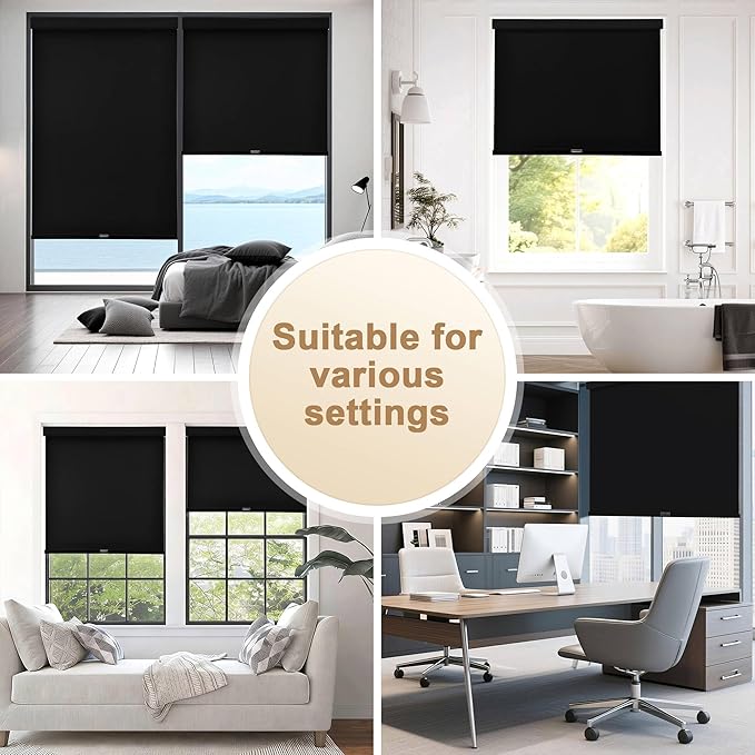 SUNOFF No Drill Tools Cordless Blackout Roller Shades Blinds - Image 4