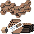 Mollywell Acoustic Panels, PVC Wood-Grain, 14x12 Inch Hexagon Carved Sound by Mollywell