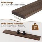 Floating Shelves for Wall Decor, 8 Inch Deep Rustic Solid Elm Wood Floating - Image 5