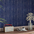 CRE8TIVE Wide Dark Blue Grasscloth Peel and Stick Wallpaper - Image 2