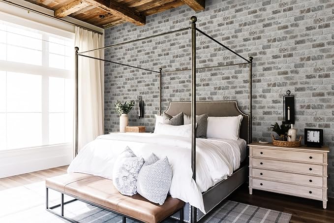 Guvana 17.3"×394" Brick Wallpaper Grey and Brown Self Adhesive Wallpaper 3D - Image 7