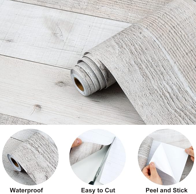 Wenmer Grey Wood Peel and Stick Shiplap Wallpaper - Image 7