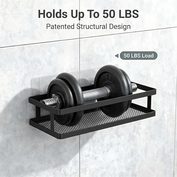 PUSDON 2-Pack Minimalist Shower Caddy Wall Mount, Open Frame Bathroom Shelf - Image 6