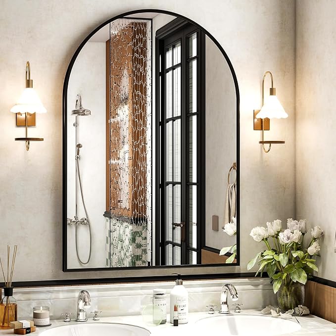 XRAMFY 30x38 Inch Arched Bathroom Mirror by XRAMFY