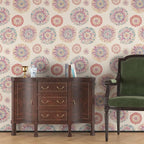 Beige Boho Wallpaper Peel and Stick, Vintage Circle Floral Contact Paper 17.5" - Image 4