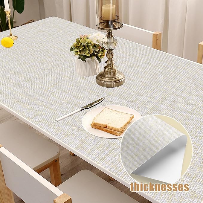 Yancorp 24"x120" Textured Fabric Cream Faux Grasscloth Peel and Stick Wallpaper - Image 5