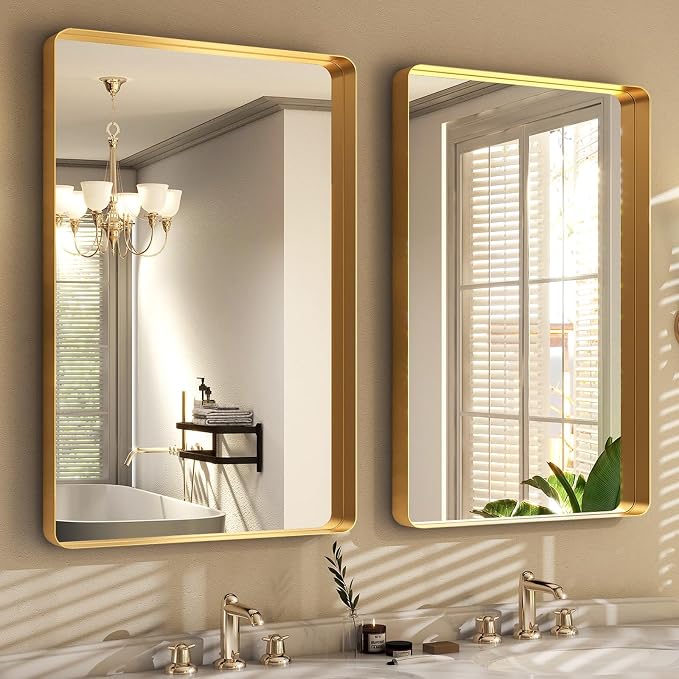 Easly 36 x 24 Inch Gold Bathroom Mirror - Image 3