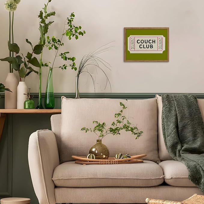 Vintage Framed Wall Art, Couch Club Ticket Canvas Wall Decor Painting, Retro - Image 5