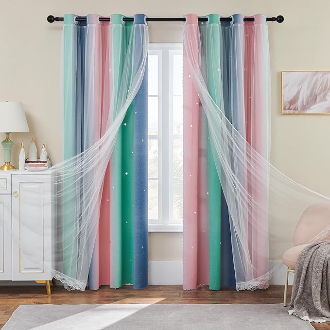 XiDi Grey Curtains for Kids Room, Nursery Blackout Curtain, Girls Room Decor by Addsomecolortolife