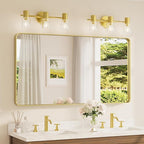 TETOTE 55 x 30 Inch Bathroom Mirror, Brushed Gold Metal Framed Wall Mounted by TETOTE